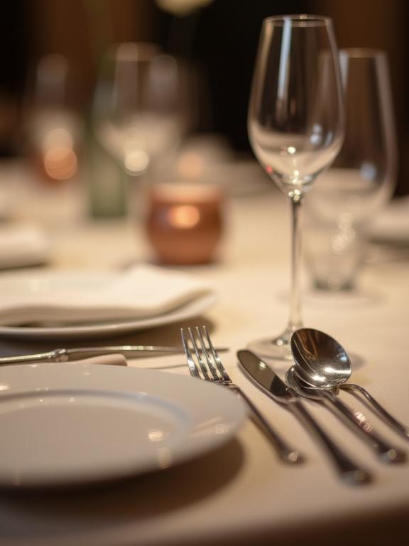 Dettaglio di un tavolo elegantemente apparecchiato